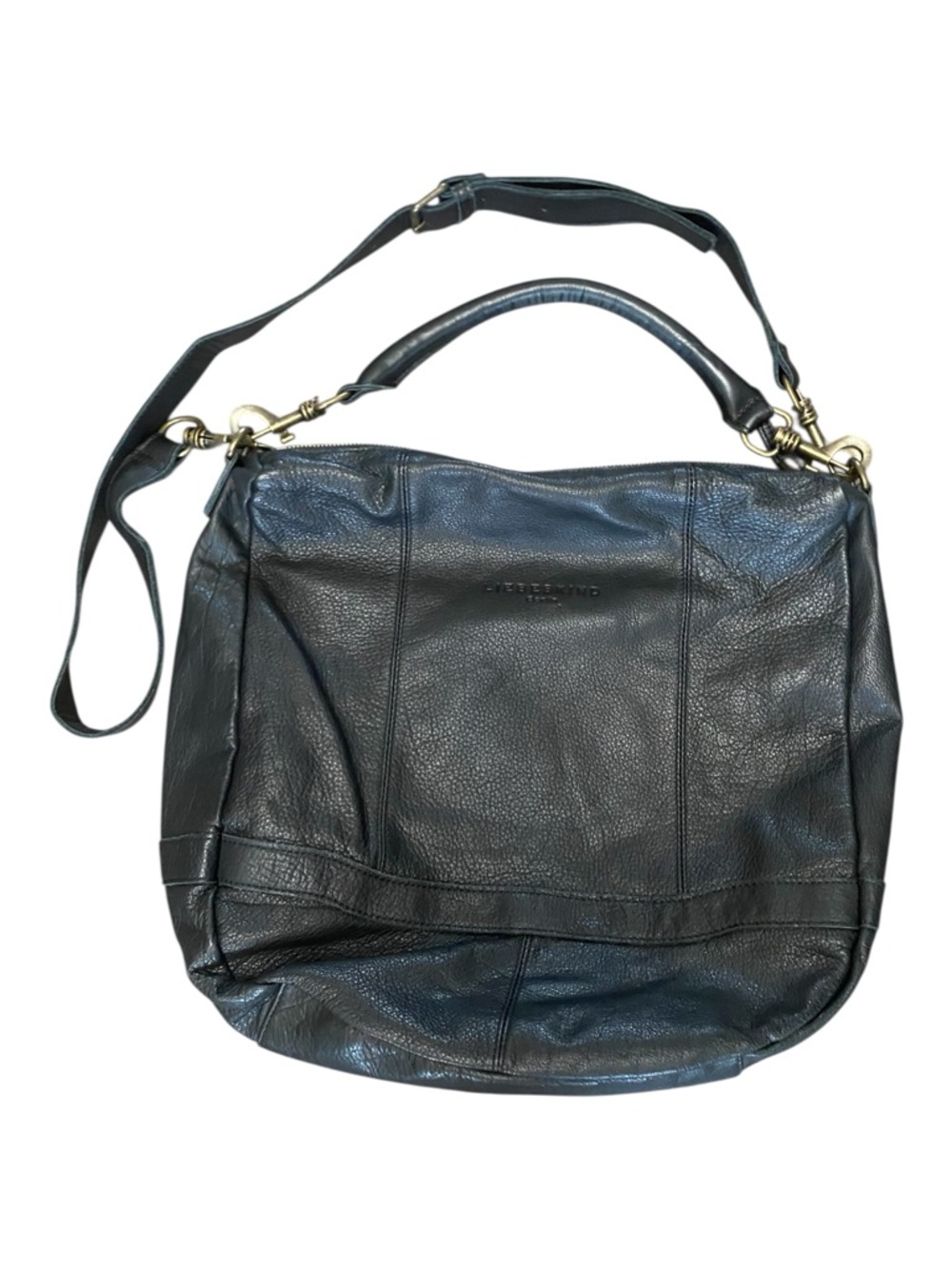 Liebeskind Berlin Womens Black Hobo Slouchy Pebble Leather Purse Crossbody Boho